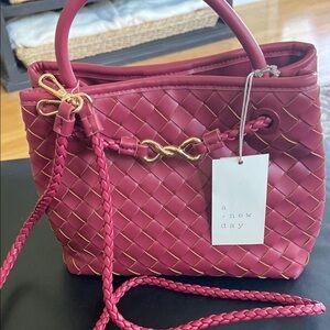 A NEW DAY Check Woven
Satchel Handbag new